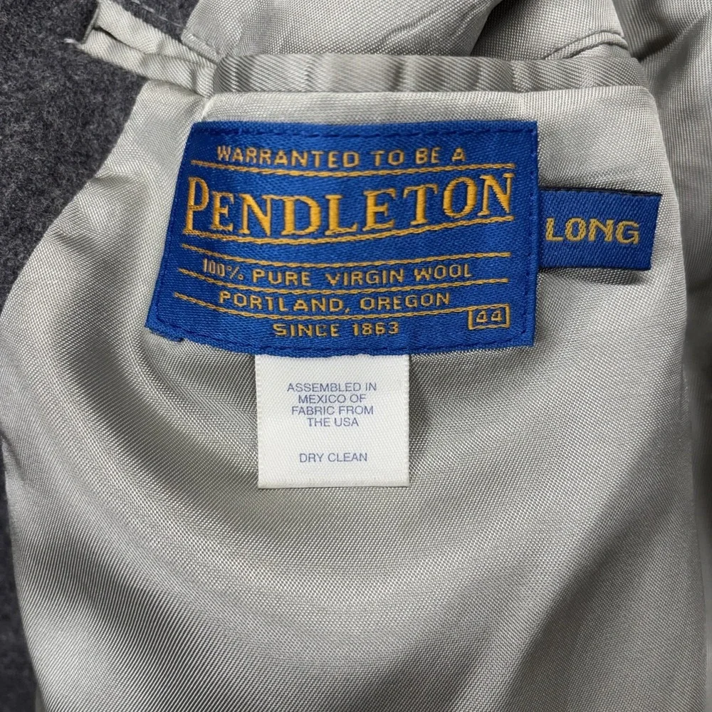 Vintage Pendleton Virgin Wool Blazer Men's 44 Long‎ Gray Preppy Academic 90s USA